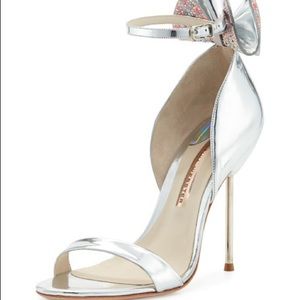 Sophia Webster
Maya Bow Metallic 115mm Sandal, Silver 38 1/2 (runs 1/2 smaller)